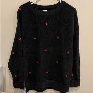 PINK Black Sweater with Red Accents